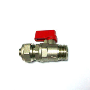 кран сферичен MINI с адаптор Ф16мм хМ1/2" червена ръкохватка