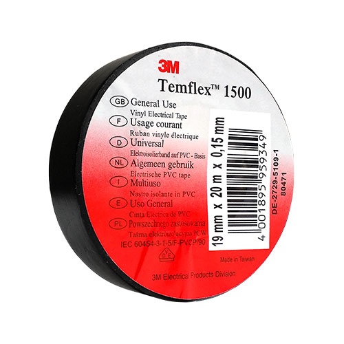 изолирбанд 19мм х 20м х0,15мм Черен 3M 1500 TEMFLEX