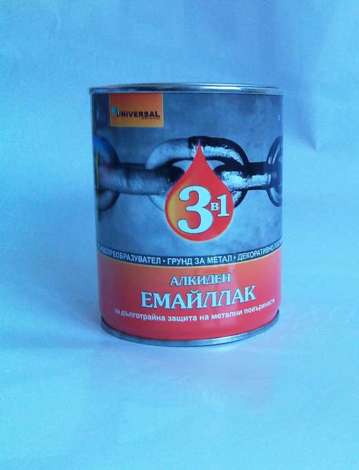 алкиден емайллак /3 в 1/ Бял 0,5л. УНИ